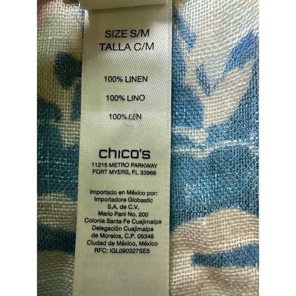 Chico's 100% Linen Poncho Pastel Paisley Boho Top Oversized Women's S/M - Picture 9 of 12